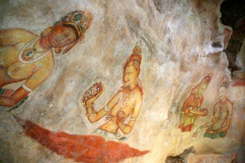 image Fresco con mujeres en una cueva de Sigiriya, Sri Lanka