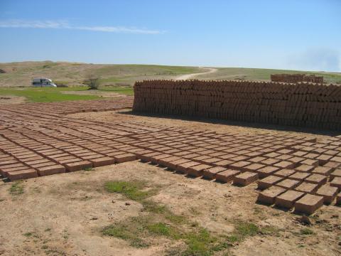 image Ladrillos puestos a secar para la restauración del Zigurat de Chogha Zambil, Irán