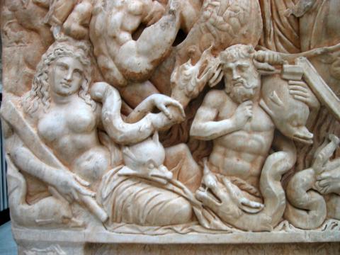 image Detalle de un sarcófago romano, Museo Arqueológico de Damasco, Siria