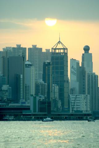 image Atardecer en la bahía de Hong Kong, China