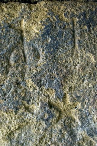 image Conjunto de símbolos ideomorfos tallados a la entrada del Dolmen de Menga, en Antequera, Málaga