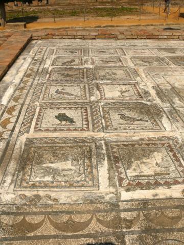 image Mosaico de la Casa de los Pájaros en la ruinas de Itálica, Sevilla