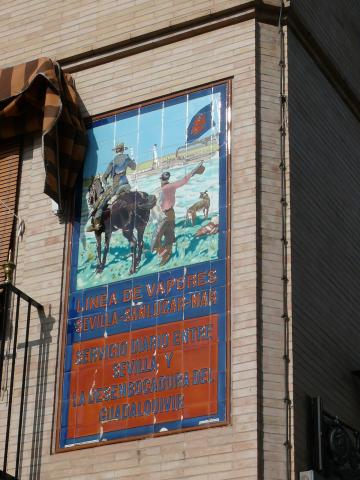 image Azulejo publicitario histórico, Coria del Río, Sevilla