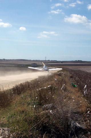 image Avioneta despegando en una plantación de algodón