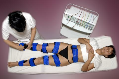 image Gimnasia pasiva: colocación de electrodos. Posición drenaje