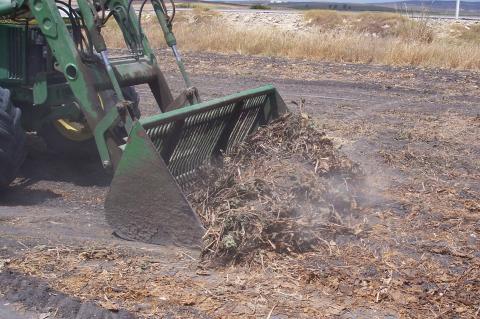 image Tractor recogiendo las hojas sobrantes de la recogida de la remolacha