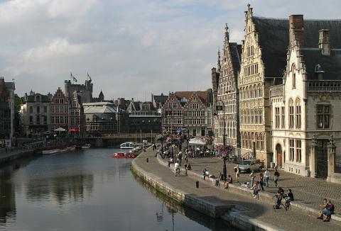 image El Graslei, desde el Puente de San Miguel, Gante, Bélgica