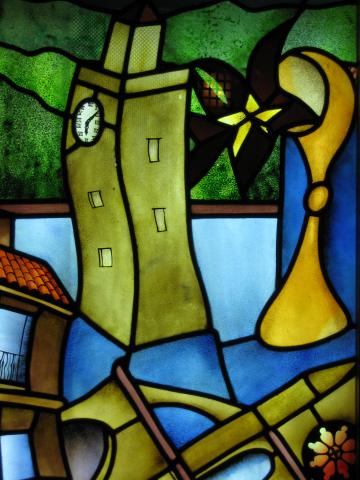 image Vidriera con edificios típicos, Cuenca