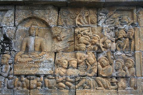 image Detalle de relieves, Templo Borobudur de Jogyakarta, Indonesia