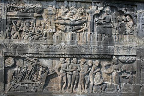 image Detalle de relieves, Templo Borobudur de Jogyakarta, Indonesia