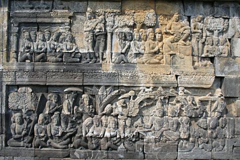 image Detalle de relieves, Templo Borobudur de Jogyakarta, Indonesia