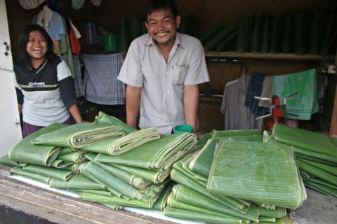 image Venta de hojas de plátano, Jakarta, Indonesia