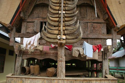 image Decoración de una casa, Sulawesi, Indonesia