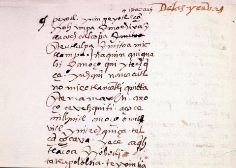 image Fragmento del códice de Fray Bernardino de Sahagún escrito en lengua Nahuatl