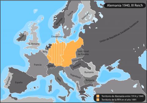 ilustracion Expansión del territorio alemán en 1940, III Reich 