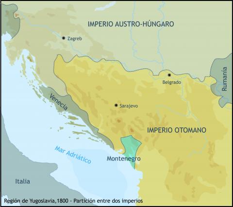 ilustracion Región de Yugoslavia en 1800: partición entre dos imperios 