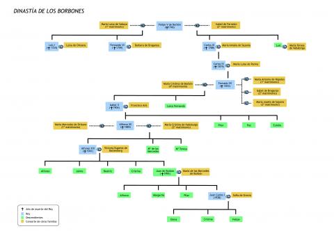 ilustracion Árbol genealógico de la dinastía de los Borbones 