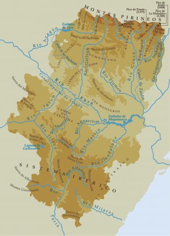 ilustracion Mapa físico de Aragón 