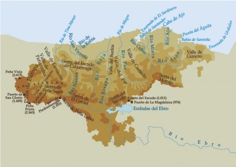 ilustracion Mapa físico de Cantabria 