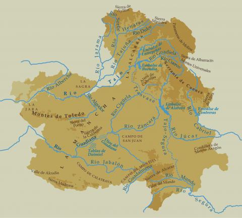 ilustracion Mapa físico de Castilla la Mancha 