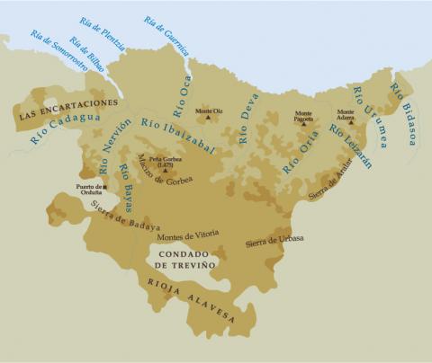 ilustracion Mapa físico del País Vasco 