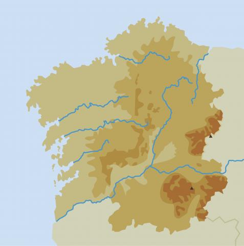 ilustracion Mapa físico de Galicia 