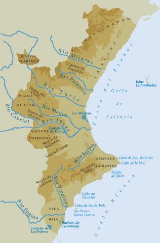 ilustracion Mapa físico de Valencia 