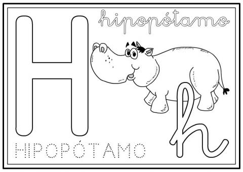 ilustracion Letra H: hipopótamo