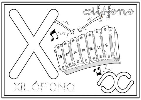 ilustracion Letra X: xilófono