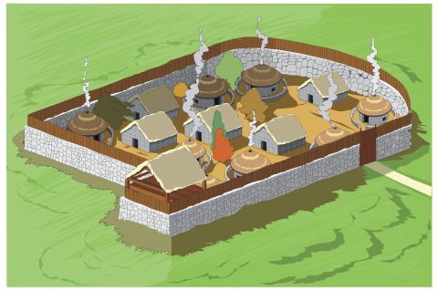 ilustracion Ejemplo de organización de un castro celta