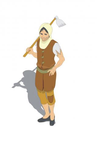ilustracion Representación de un campesino tipo de la Edad Media