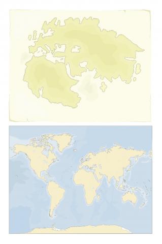 ilustracion Diferentes cartografías según la visión del mundo