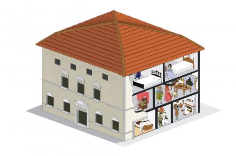 ilustracion Escena tipo de la vida en un palacio de la Edad Moderna