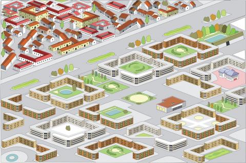 ilustracion Estructura tipo de las ciudades modernas