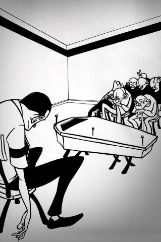 ilustracion El extranjero: El velatorio