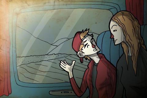 ilustracion El guardián entre el centeno: En el tren