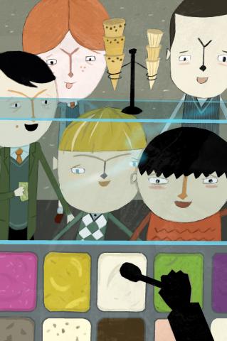 ilustracion Los cachorros: Al salir de clase iban a comer helados