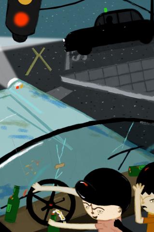 ilustracion Los cachorros: Pichulita conduciendo alocadamente