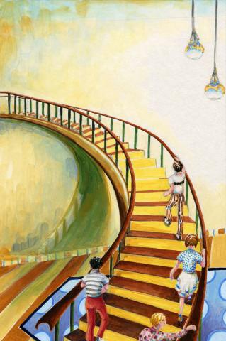 ilustracion Diez negritos: Todos deciden irse a sus dormitorios