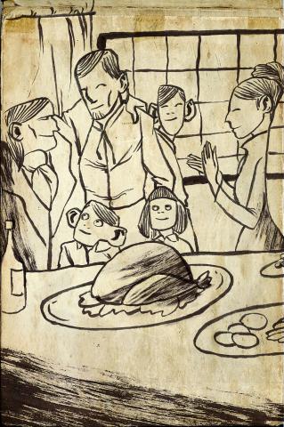 ilustracion Canción de Navidad: Scrooge pasa las fiestas en casa de su sobrino