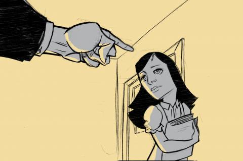 ilustracion El diario de Ana Frank: Su padre la regaña