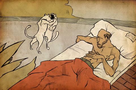 ilustracion El viejo y el mar: Soñando con los leones blancos