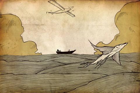 ilustracion El viejo y el mar: Cielo y mar