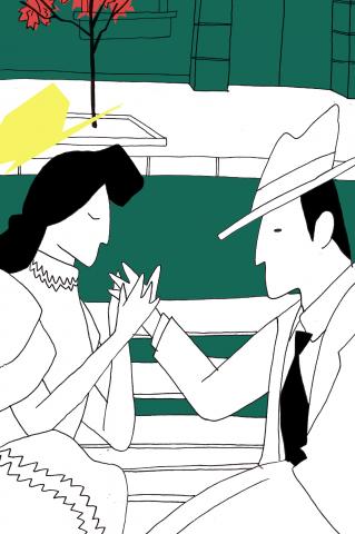 ilustracion Noches blancas: Nastenka agarra su mano