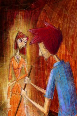 ilustracion ¡Ay, Carmela!: Camisa azul