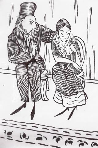 ilustracion La muerte de Iván Ilich: Prascovia en el funeral