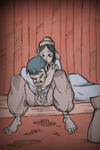 ilustracion La perla: Kino herido