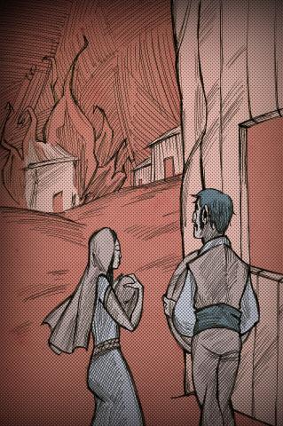 ilustracion La perla: El incendio