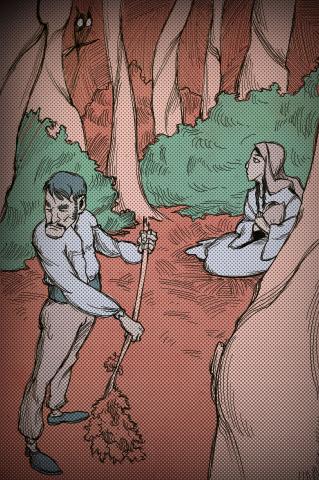 ilustracion La perla: Juana y Kino se esconden