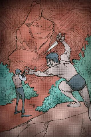 ilustracion La perla: Kino contra el rastreador